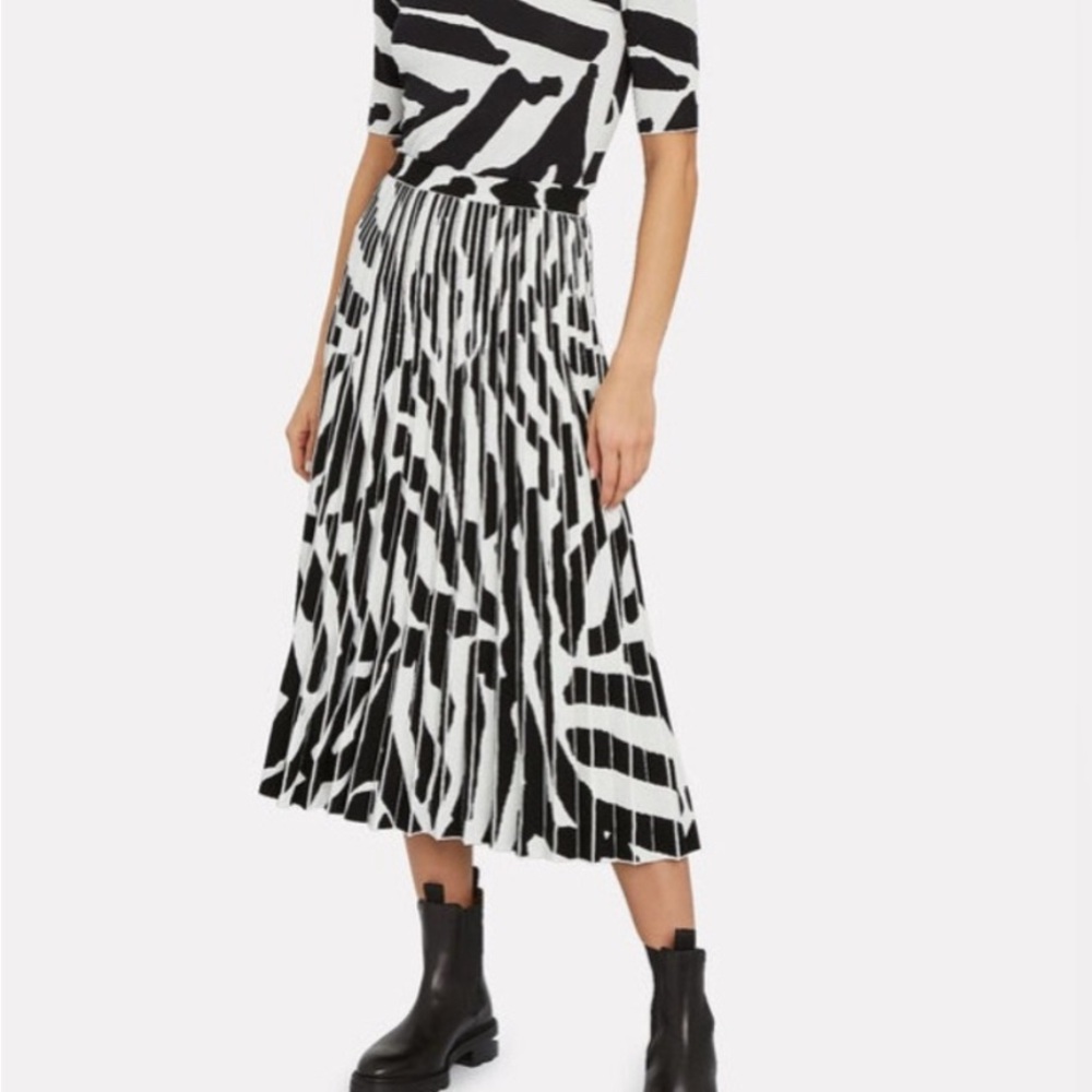 Proenza Schouler Zebra Printed Pleated Midi Skirt Large $890